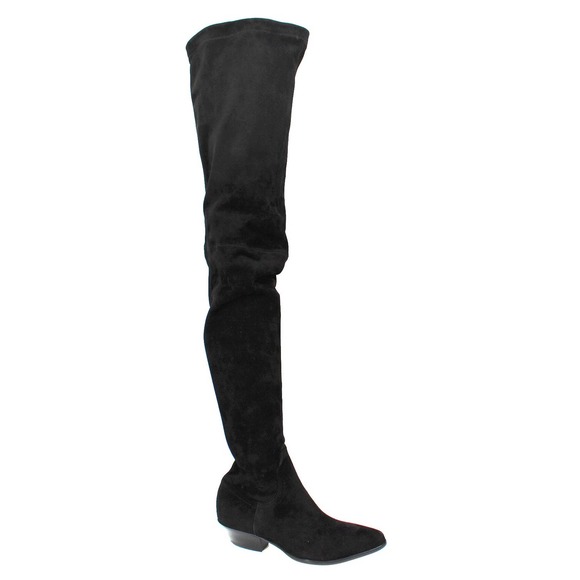 Tamara Mellon Go West Black Suede Over The Knee 35 Pointed Boots 36 NEW Bootie - Picture 1 of 8